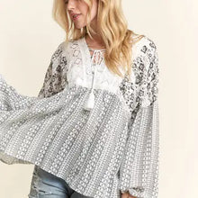 Load image into Gallery viewer, 4891 -- Boho Floral Peasant Tunic Top
