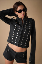 Load image into Gallery viewer, 6524- Western Military Button Twill Jacket-BLACK
