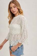 Load image into Gallery viewer, 6356- Crochet Knit Pullover Top with No Lining-IVORY
