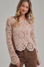 Load image into Gallery viewer, 6589- Chenille Yarn Knitted Fall Sweater -OATMEAL
