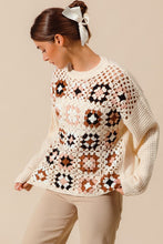 Load image into Gallery viewer, 4906-GRANNY SQUARE CROCHET SWEATER TOP
