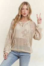 Load image into Gallery viewer, 5976-Hoodie Print Long Sleeves Sweater -OATMEAL
