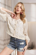 Load image into Gallery viewer, 5955-Embroidered Button-Down Woven Blouse-BEIGE
