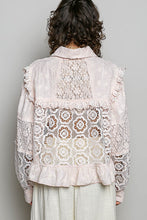 Load image into Gallery viewer, 6016- POL-Embroidered Patch Crochet Button Down Jacket-PINK
