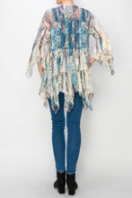 Load image into Gallery viewer, 5984-Classic All Lace Cardigan with Tiered Layers-TURQ/BEIGE
