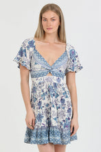 Load image into Gallery viewer, 5102-V Neck Twist Front Cut Out Dress-BLUE
