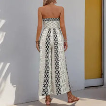 Load image into Gallery viewer, 6107- Strapless Smocked Romper Tube Top Jumpsuit-BLK/WHT
