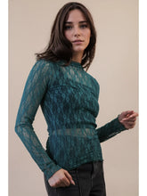 Load image into Gallery viewer, 5701-High Neck Fitted Sheer Mesh Lace Knit Top-FORREST
