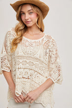 Load image into Gallery viewer, 6349- Sheer Crochet Top with No Lining-NATURAL
