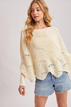 Load image into Gallery viewer, 6361- Poncho Style Dolman Sleeved Open Knit Sweater-ECRU
