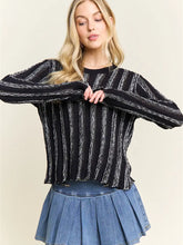 Load image into Gallery viewer, 5778-VERTICAL Textured Stripe Sweater-BLACK
