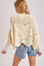 Load image into Gallery viewer, 6361- Poncho Style Dolman Sleeved Open Knit Sweater-ECRU

