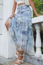 Load image into Gallery viewer, 6071- Layered Tulle Denim Maxi Skirt
