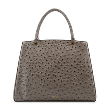Load image into Gallery viewer, 6541- Elodie Embossed Bow Top Handle Purse – Grey Ostrich
