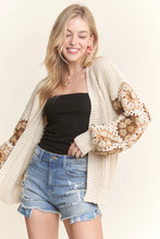 Load image into Gallery viewer, 4568- Crochet Sleeve Sweater Cardigan-NATURAL
