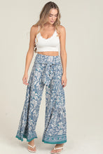 Load image into Gallery viewer, 6078- Printed Wide Leg Pants with Tie Waist-BLUE
