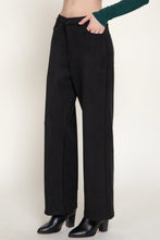 Load image into Gallery viewer, 6634- Straight Leg Faux Suede Long Pants-BLACK
