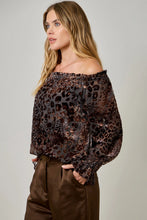 Load image into Gallery viewer, 6656-Velvet Burnout On/Off Shoulder Blouse LEOPARD
