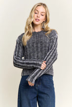 Load image into Gallery viewer, 5736-TEXTURED Knit Cropped Accents Sweater-BLACK

