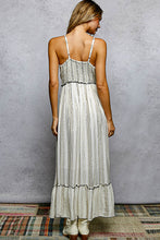Load image into Gallery viewer, 5802- POL Deep V-Neck Tassel Ruffle Embroidered Trim Maxi Dress
