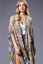 Load image into Gallery viewer, 6497-Gold Blue Mandala Viscose Kimono
