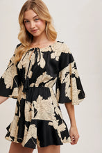 Load image into Gallery viewer, 5091-Floral Print Off the Shoulder Bell Sleeved Romper
