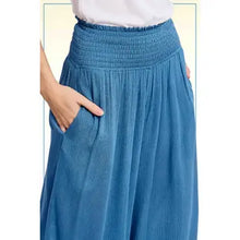 Load image into Gallery viewer, 6149- Wide Leg Elastic Waist Pants with Pockets-BLUE
