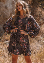 Load image into Gallery viewer, 3676-Floral Dolman Sleeve Smocked V Neck Mini Dress
