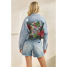 Load image into Gallery viewer, 5780-Classic Denim Jacket with Lace Floral Contrast
