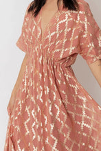 Load image into Gallery viewer, 4144-V-Neck Kimono Sleeve Maxi Dress with Lurex-ROSE GOLD
