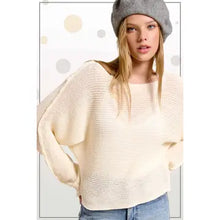 Load image into Gallery viewer, 6417- Boat Neck Off Shoulder Dolman Sleeve Sweater-MILK

