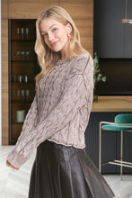 Load image into Gallery viewer, 5545-MINERAL Washed Sweater Top with Cut Edge-BROWN
