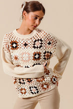 Load image into Gallery viewer, 4906-GRANNY SQUARE CROCHET SWEATER TOP
