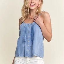 Load image into Gallery viewer, 6266-Chambray Pintuck Tank Top

