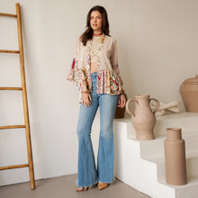 Load image into Gallery viewer, 5948-Boho Floral Embroidered Lace Trim Cardigan
