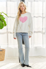 Load image into Gallery viewer, 4887- Heart Pattern Sweater Top-cream
