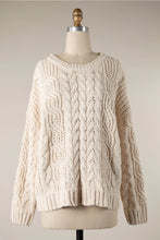 Load image into Gallery viewer, 4717-Braid Crochet Knit Sweater-CREAM
