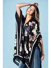 Load image into Gallery viewer, 6226- Moonlit Floral Viscose Kimono-BLACK FLORAL
