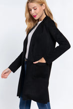 Load image into Gallery viewer, 6638- Long Sleeve Open Faux Suede Jacket-BLACK
