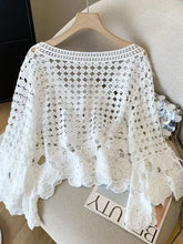 Load image into Gallery viewer, 5914- Crochet Open-Front Cardigan-WHITE- ONE SIZE
