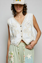 Load image into Gallery viewer, 5961- POL.V-Neck Relaxed Fit V-Shaped Hem Crochet Vest-BEIGE
