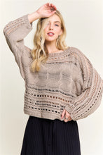 Load image into Gallery viewer, 5777-CROCHETED Open-Knit Pullover Sweater-KHAKI
