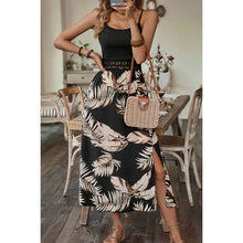 Load image into Gallery viewer, 5133-Tropical Print Guipure Lace Insert Split Dress
