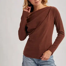 Load image into Gallery viewer, 6411- One Off Shoulder Knit Top-HAZELNUT
