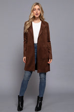 Load image into Gallery viewer, 6639- Long Sleeve Open Faux Suede Jacket-BROWN
