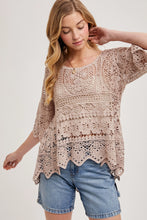 Load image into Gallery viewer, 6350- Sheer Crochet Top with No Lining-LATTE
