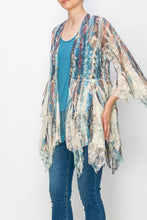 Load image into Gallery viewer, 5984-Classic All Lace Cardigan with Tiered Layers-TURQ/BEIGE
