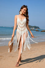 Load image into Gallery viewer, 6056- Mesh Crochet Tassel Coverup- WHITE
