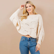 Load image into Gallery viewer, 5792-Openwork Loose Knit Batwing Sweater-IVORY
