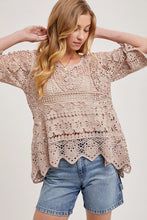 Load image into Gallery viewer, 6350- Sheer Crochet Top with No Lining-LATTE
